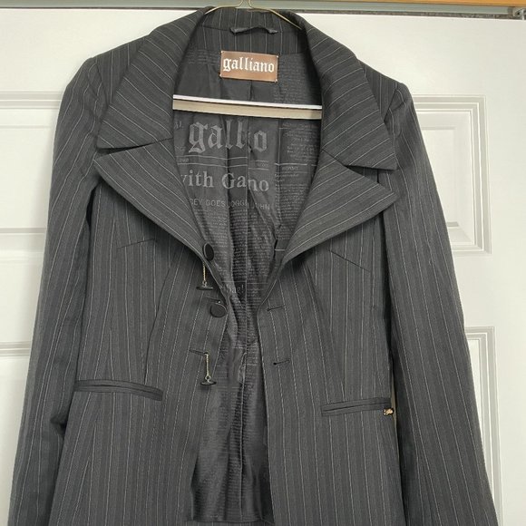 Woman's size 40 black pinstriped John Galliano blazer - Picture 1 of 9